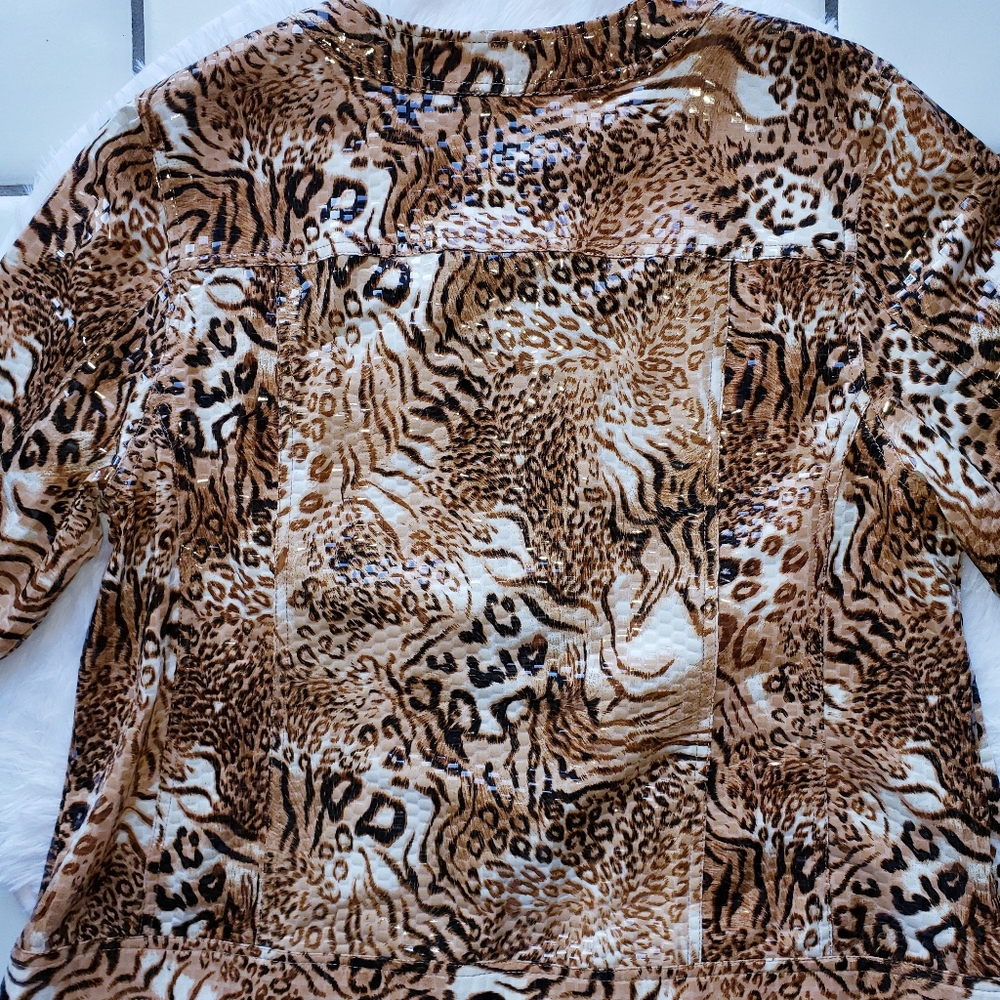 Ruby Rd. Animal Print Jacket Plus Size 18W Tiger Leopard - Picture 14 of 14